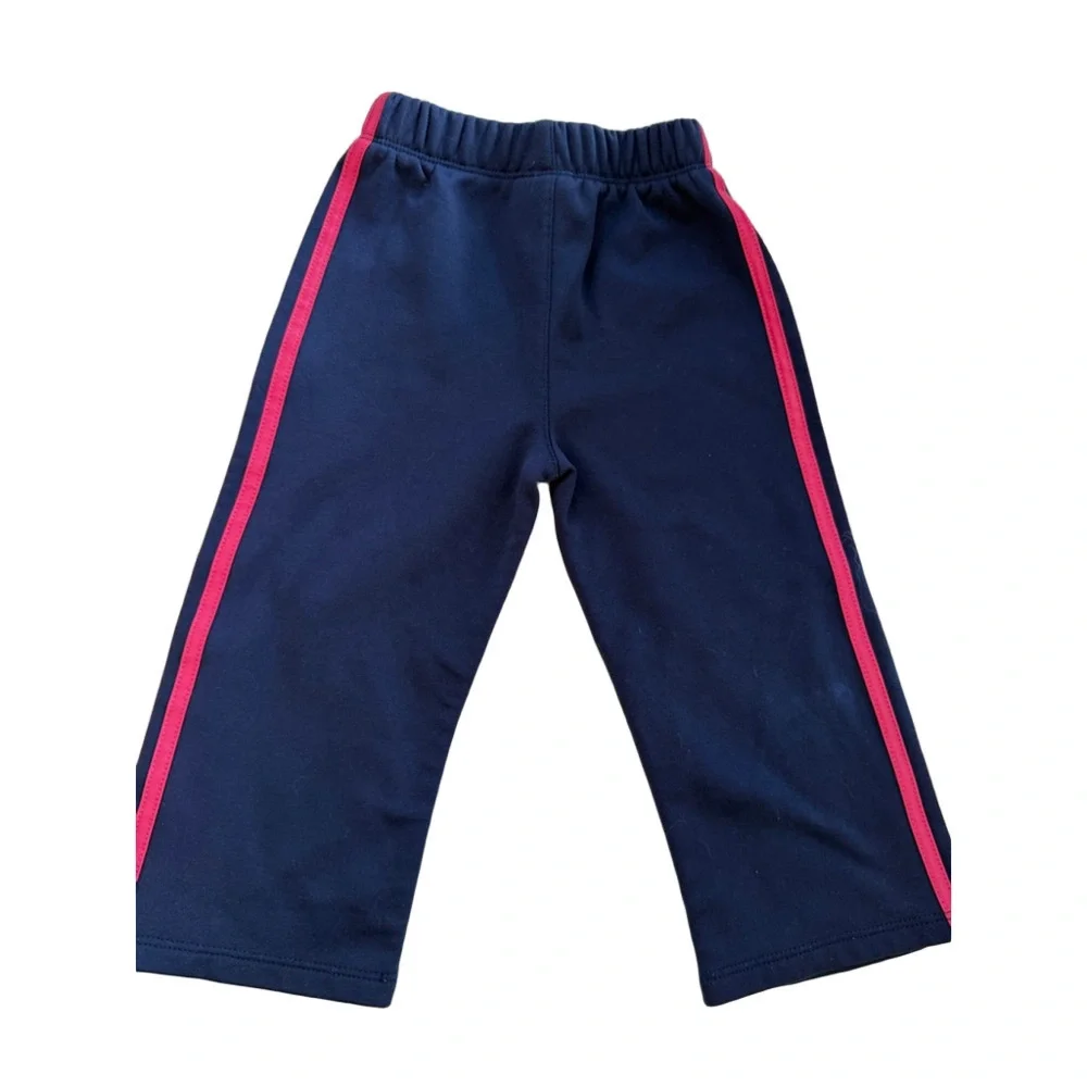 Baby Adidas Navy Pink Stripe Sweatpants Joggers 12 Months - Picture 3 of 6